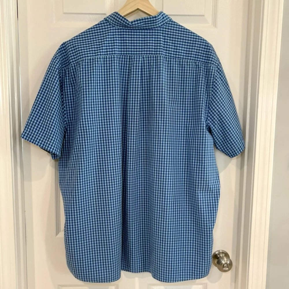 US Polo Assn Blue Checked Button Up Short Sleeve Button Up Casual Shirt Men 2XL